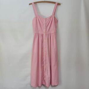 Madewell Pink Button-down Sweetheart Tie Back Dress